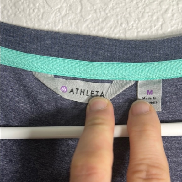 Athleta Blue- Gray V-Neck Ruched Dress M - Picture 2 of 7